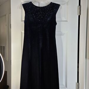 JR NITES by CALIENDO Womens Blue Evening Occasion Velvet Velour Dress - 4P